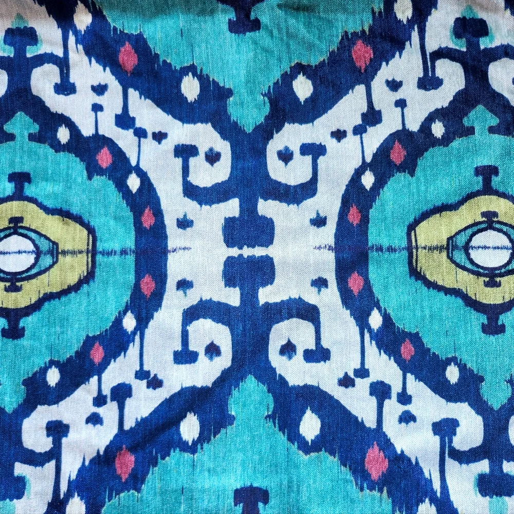 New Williams Sonoma Home Turquoise Ikat Velvet Lumbar Pillow